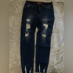 Distressed Blue Jeans